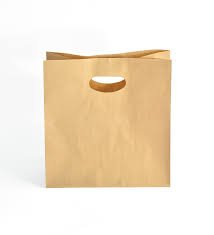 BOLSA DE PAPEL KRAFT C/MANGO TROQUELADO 30X30X15